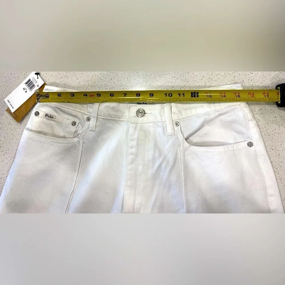 Ralph Lauren 31x26 Crop Wide Leg Jeans White NWT 100% Cotton